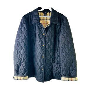 Brooks Brothers Quilted Plaid Lined Jacket Black